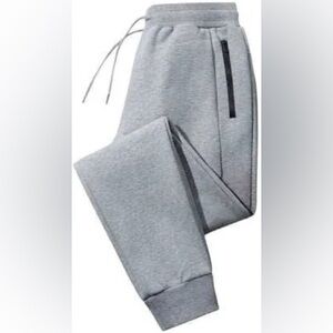 Men's Gray Slim-Fit Jogger Pants with Zipper Pockets